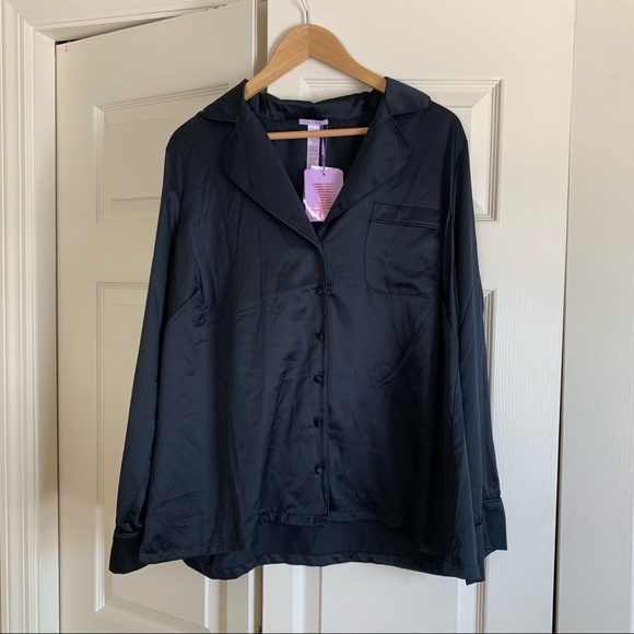 Savage x Fenty SATIN PAJAMA TOP (black/caviar) - Picture 2 of 5